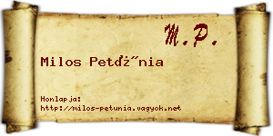 Milos Petúnia névjegykártya